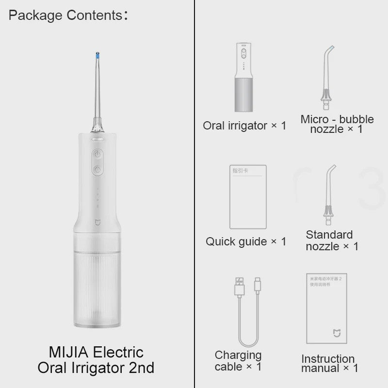 MIJIA Elektrische Waterflosser 2 - Ultrasoon, 3 standen, 200ml tank