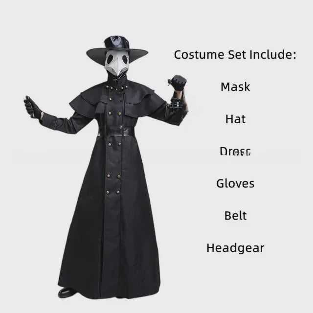 Plague Doctor Kostuum Set - Middeleeuwse Pestepoteraars Robe met Snavelmasker & Hoed - Halloween & Cosplay