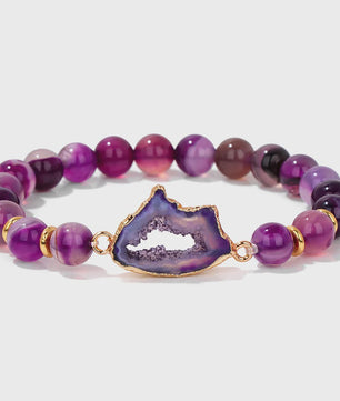 Natuursteen Agate Armband met Druzy Geode - Kleurrijk & Stijlvol