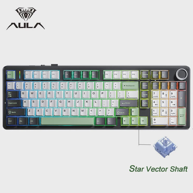 AULA F99PRO Mechanisch Gaming Toetsenbord - 99 toetsen, 3 Modi, Hot-Swappable, Gasket Structuur, Media Knop