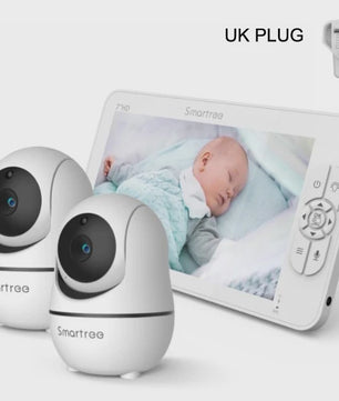 7" HD Babyfoon met 2 Camera's, Split Screen, Pan/Tilt/Zoom & 4000mAh Batterij