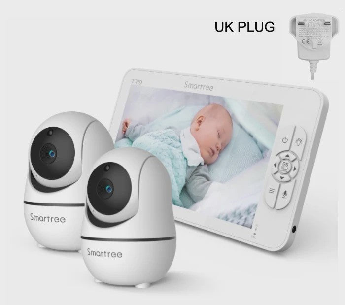 7" HD Babyfoon met 2 Camera's, Split Screen, Pan/Tilt/Zoom & 4000mAh Batterij