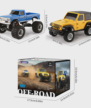 1:36 RC Crawler Off-Road Auto 4WD Elektrisch Afstandsbediening Voertuig met LED Verlichting - RTR