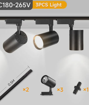 LED Railverlichting Set: 220V Plafondspots (12-40W) voor Woonkamer & Keuken