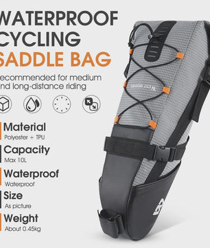 WEST BIKING Fietszadel Tas 10L - Waterdichte Onderzadel Opbergtas voor MTB & Racefiets