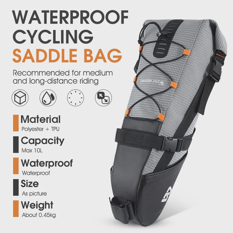 WEST BIKING Fietszadel Tas 10L - Waterdichte Onderzadel Opbergtas voor MTB & Racefiets