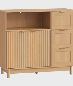 Houten Keukenkast met 3 Lades & Verstelbare Plank - Buffetkast / Sideboard 90x80x35cm