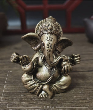 Ganesha Beeldje Bronskleurig - Hindoeïstische God Sculptuur voor Huis & Kantoor Decoratie