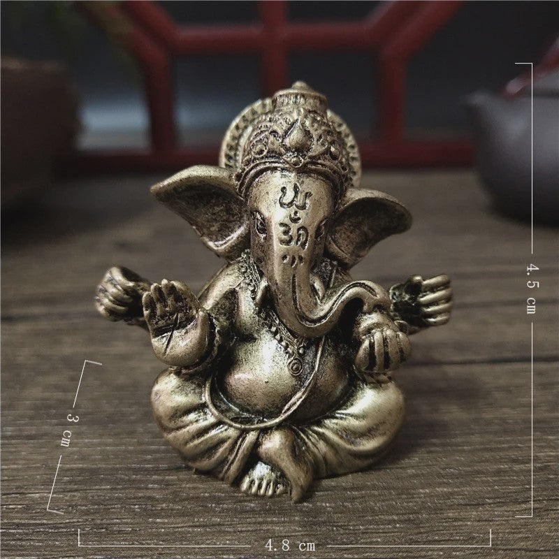 Ganesha Beeldje Bronskleurig - Hindoeïstische God Sculptuur voor Huis & Kantoor Decoratie