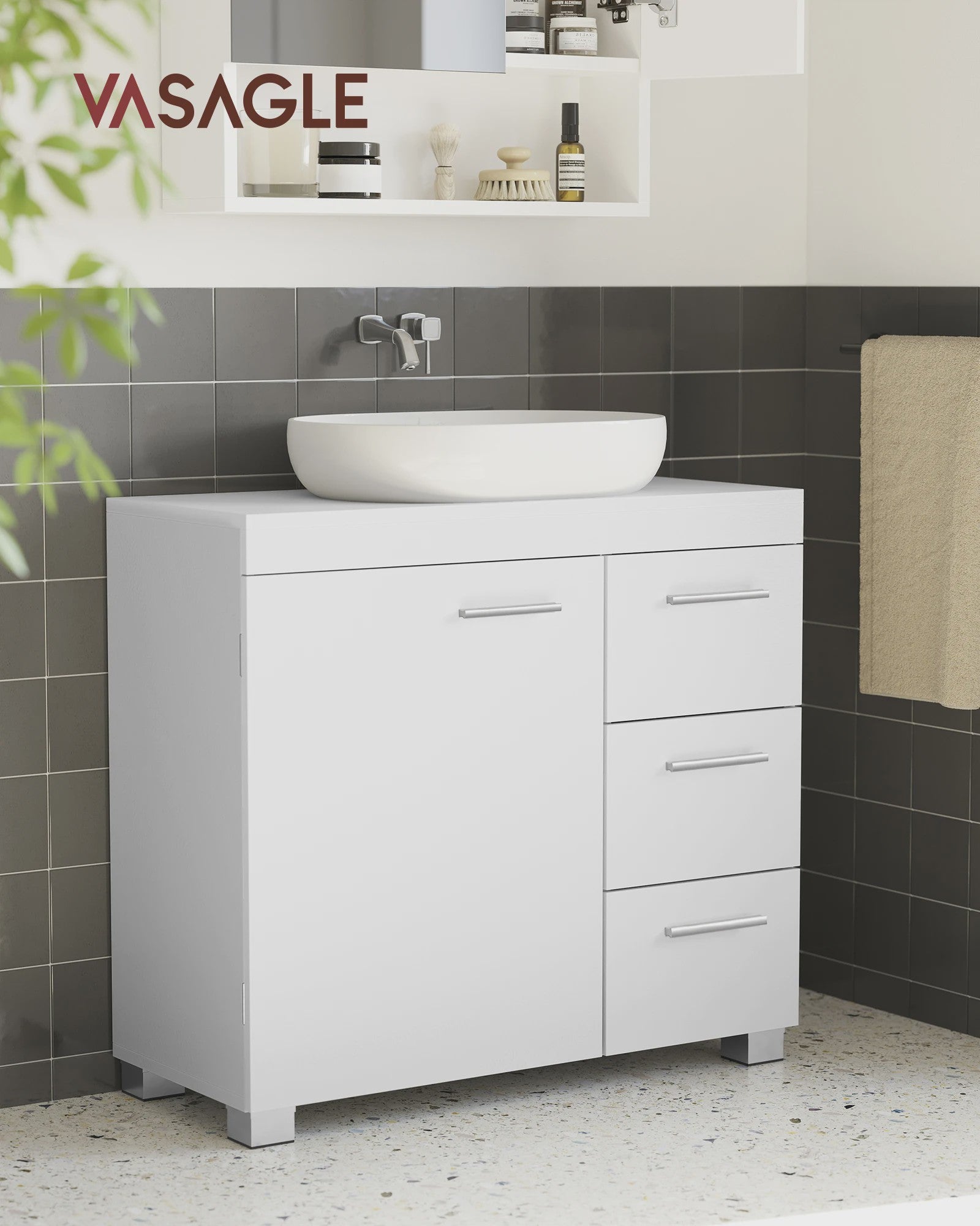 Onderbouw Wastafelkast met Lades en Poten - 70x30x64 cm
