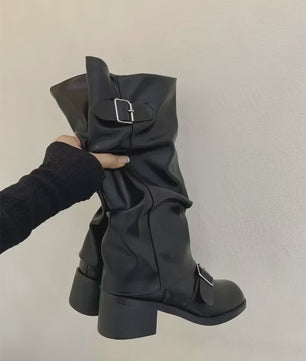 Dames Hoge Laarzen met Platform en Chunky Hak - Punk Gothic Rock Stijl