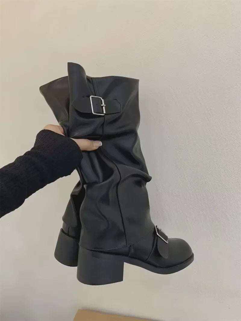 Dames Hoge Laarzen met Platform en Chunky Hak - Punk Gothic Rock Stijl