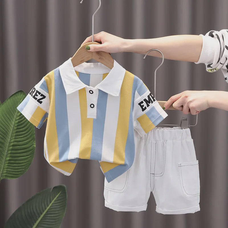 Zomerse Jongens Set: Gestreept Poloshirt & Short - Katoen