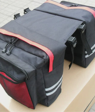 Dubbele Waterdichte Fietstas Achterdrager 30L - Ideaal voor Lange Fietstochten met Reflecterende Details