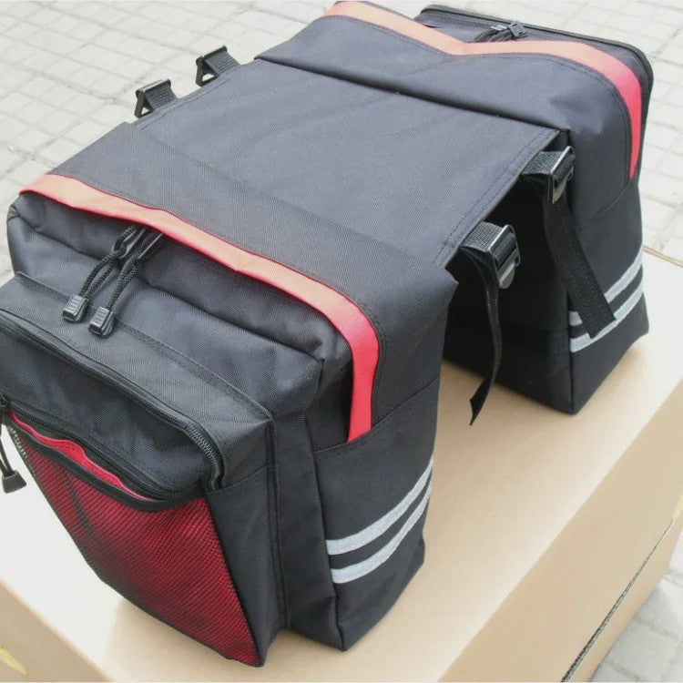 Dubbele Waterdichte Fietstas Achterdrager 30L - Ideaal voor Lange Fietstochten met Reflecterende Details