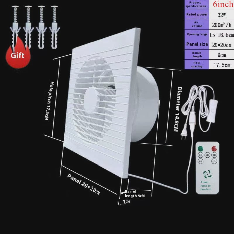 Ventilator Afzuigventilator 4, 6, 8 Inch - Badkamer, Keuken, Toilet - Wit