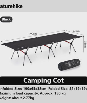 Naturehike Opvouwbaar Campingbed - Lichtgewicht, Verstelbare Hoogte, Draagbaar