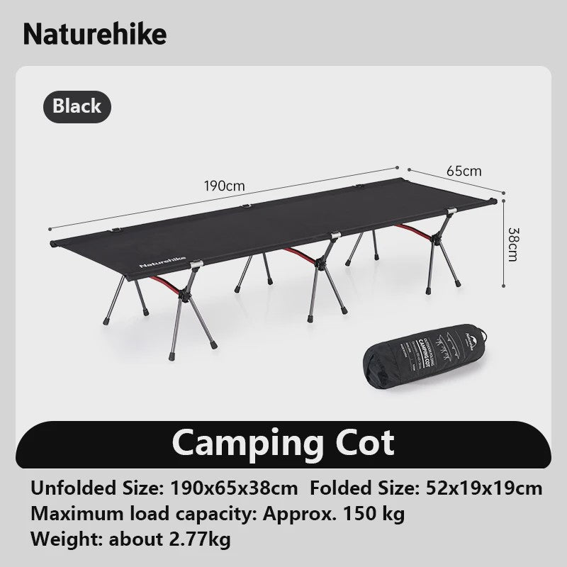 Naturehike Opvouwbaar Campingbed - Lichtgewicht, Verstelbare Hoogte, Draagbaar