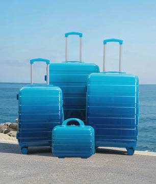 4-delige PC Hard Shell Koffer Set met Gradient Strepen en Cijferslot - Spinner Trolley Bagage