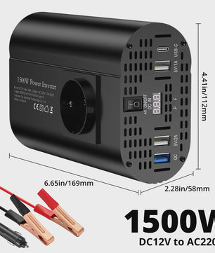 Krachtige 400W/500W/1500W Auto Omvormer: DC 12V naar AC 220V met 3x USB 2.0 en 1x USB QC3.0