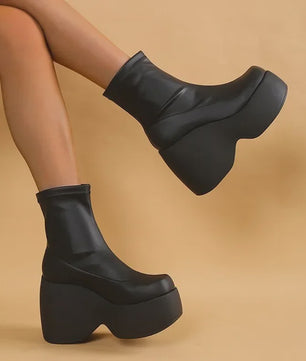 Gothic Plateau Laarzen Dames - Zwart, Maat 43, Comfortabel & Elegant