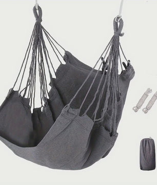 Luxe Hangstoel van Canvas - Comfortabele Schommelstoel voor Binnen & Buiten met Opbergzak
