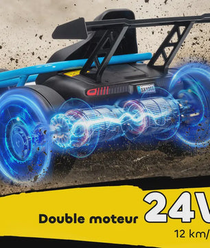 Elektrische Gokart voor Kinderen - 2x 24V Motoren, Drift Mode, Blauw