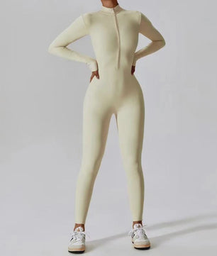 Dames Jumpsuit met Lange Mouwen - Slim Fit Stretch Romper voor Yoga & Fitness