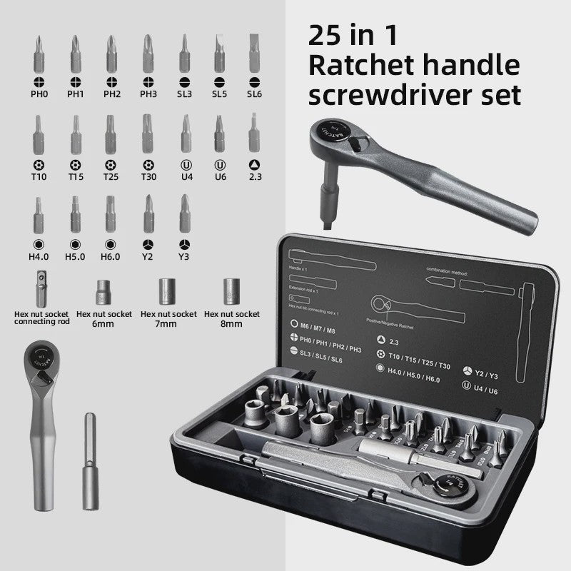 40-in-1 Magnetische Ratelschroevendraaierset met Verstelbaar Handvat & Dopsleutels