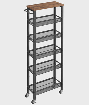 VASAGLE Smalle Keukenwagen met 6 Etages en Wielen - 45.4 x 15 x 131.4 cm