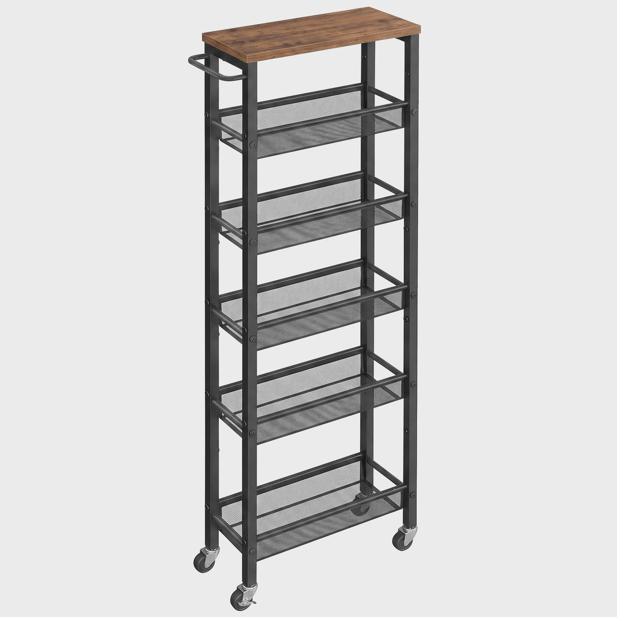 VASAGLE Smalle Keukenwagen met 6 Etages en Wielen - 45.4 x 15 x 131.4 cm