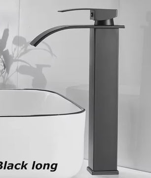 Moderne Waterval Kraan Zwart - RVS Wastafelkraan met Warm & Koud Water
