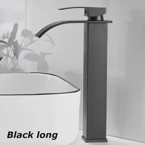 Moderne Waterval Kraan Zwart - RVS Wastafelkraan met Warm & Koud Water