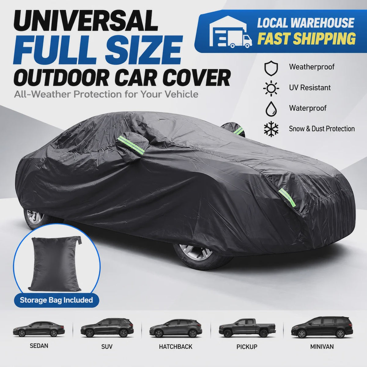 Universele Autohoes XXL/XL - Waterdicht, Sneeuw- en UV-bestendig