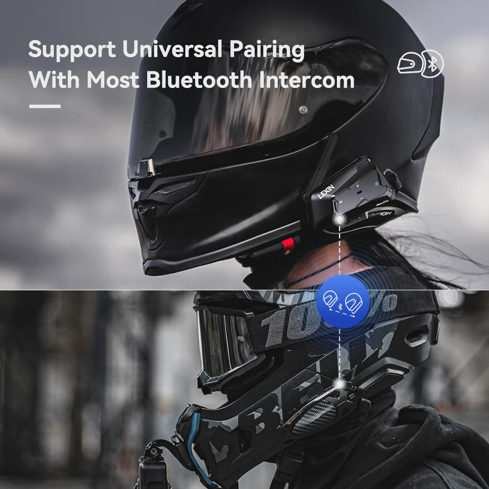 Lexin MeshCom Motorfiets Intercom - Mesh & Bluetooth Communicatie voor 24 Rijders