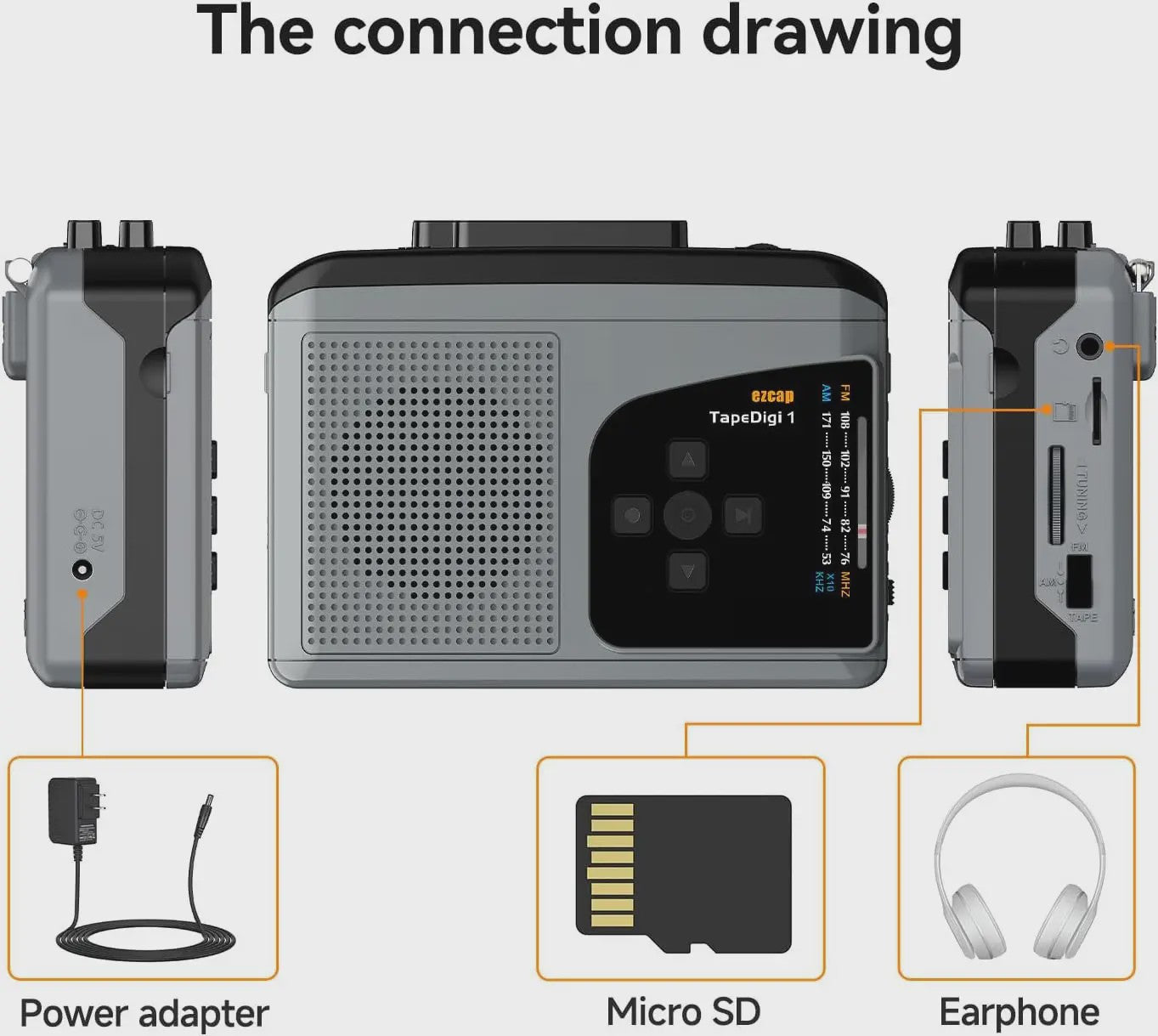 EZCAP234 Cassette naar MP3 Converter: Speel tapes af, neem radio op en luister naar AM/FM