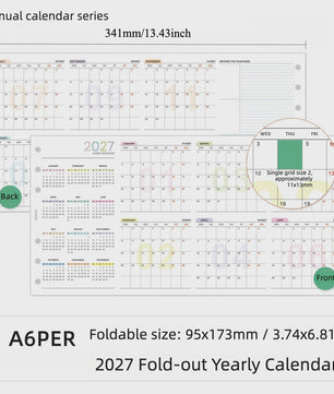 2027 Jaarkalender Navulling voor Planner | A6, A7, M5 | 4-Fold Ontwerp