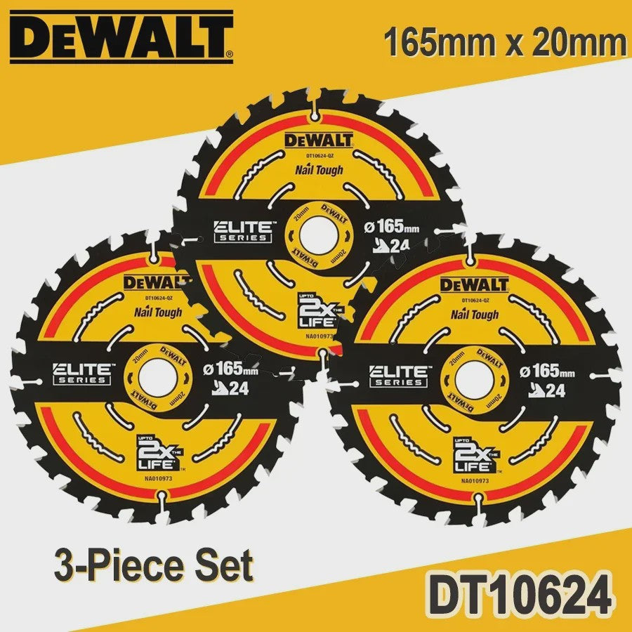 DeWalt DT10624-A9 Cirkelzaagblad 165mm x 20mm, 24T - Voor Houtbewerking & Constructie
