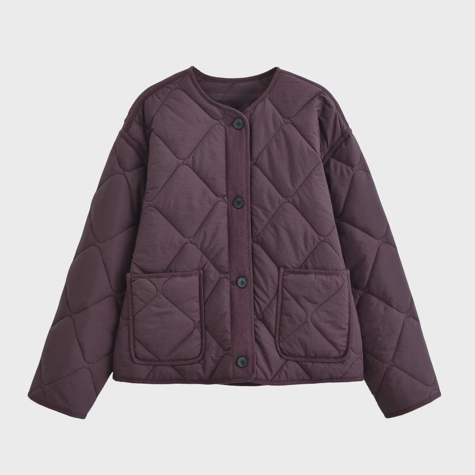 Dames Korte Gewatteerde Jas met Ronde Hals - Stijlvolle Herfst/Winter Casual Jas