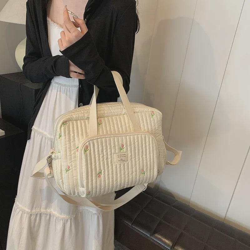 Grote Mommy Bag Baby Organizer - Stijlvolle Luiertas met Borduurwerk voor Moeder & Kind