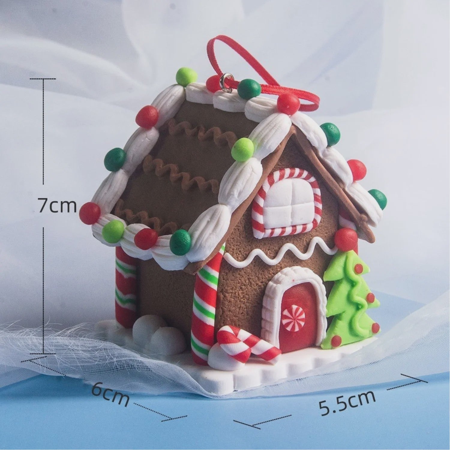 Set van 5 Kerstversiering Gingerbread Huizen - Decoratieve Kerstboom Hangers