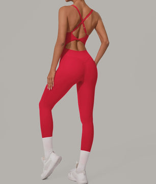 Sportieve Dames Jumpsuit met Open Rug en Kruisbanden - Perfect voor Yoga, Fitness & Zomer
