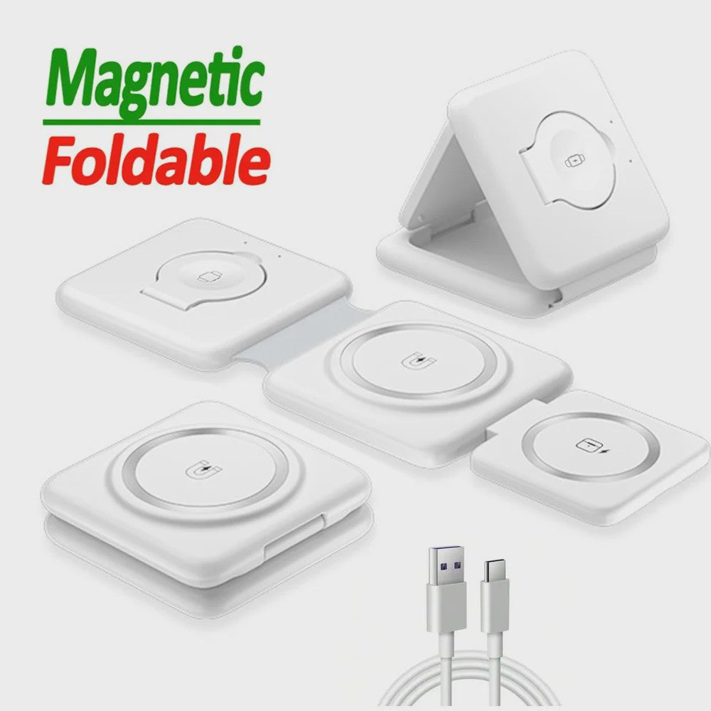 3-in-1 Magnetische Draadloze Oplader Stand voor iPhone, Apple Watch & AirPods - Snelladen