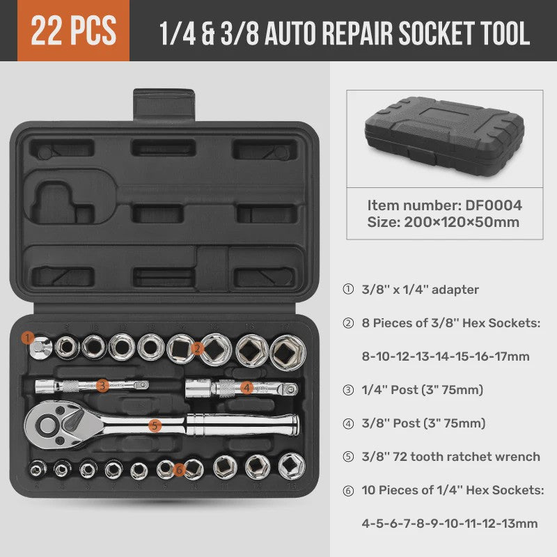 Hi-Spec 40-delige Ratel Socket Bit Set - 1/4" Drive Quick-Release, Cr-V Staal