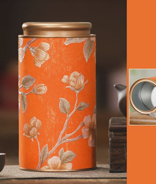 Decoratieve Theeblik met Bloemenprint - Afsluitbare Opbergbus voor Thee