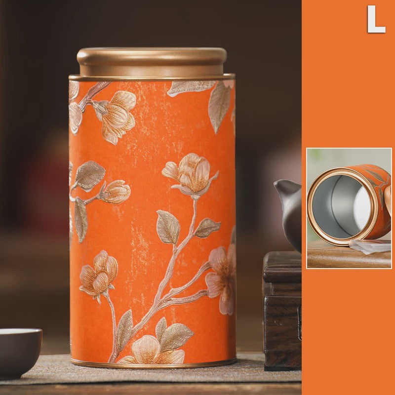 Decoratieve Theeblik met Bloemenprint - Afsluitbare Opbergbus voor Thee