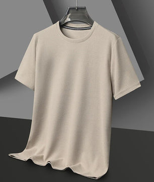 Heren Zomer T-shirt met Wafelstructuur en Korte Mouwen - Ronde Hals