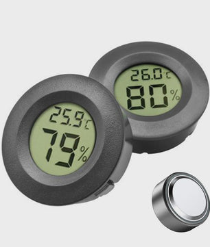 Inbouw Digitale Thermo-Hygrometer met Batterij - Zwart/Wit