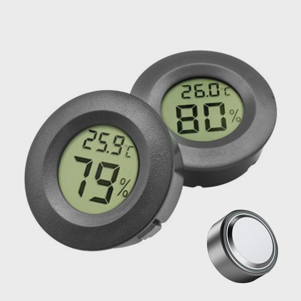 Inbouw Digitale Thermo-Hygrometer met Batterij - Zwart/Wit