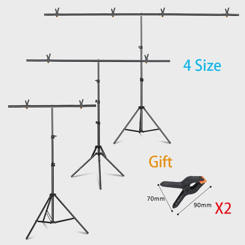 Professionele T-vormige Achtergrond Standaard voor Fotostudio & Video - 200cm Breed